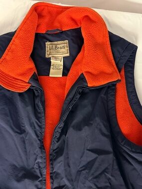 L.L. Bean Fleece Lined Vest Men’s Large Blue Orange Full Zip Nylon Outdoor